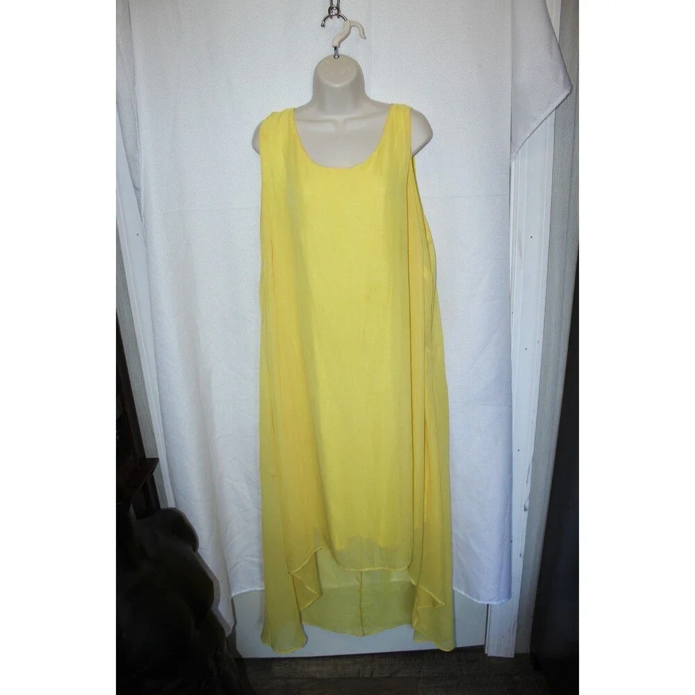 Ashley Stewart 22/24 Dress + 2X Sweater Cardigan Women Yellow Set Outfit Lemon - Picture 7 of 16